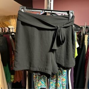 Forever 21 Black High Waist Tie-Front Shorts